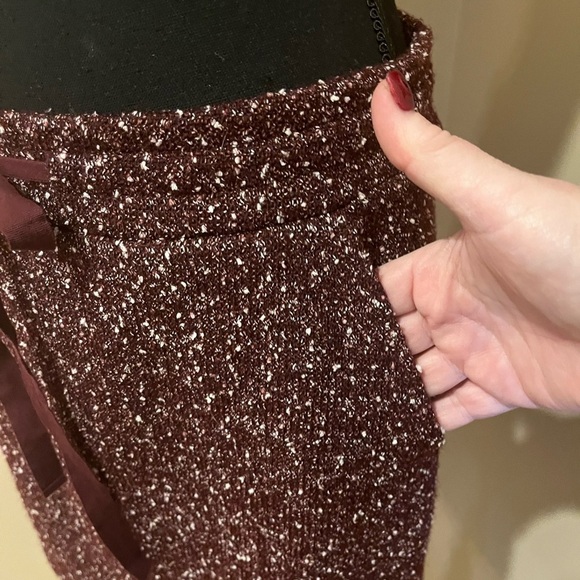 Ann Taylor LOFT Wine Tweed Boucle Pocket Jogger Drawstring Mini Skirt - SMALL - Picture 5 of 8